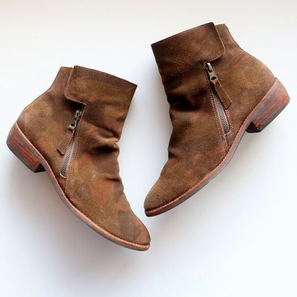 Matisse "Southside" Camo Suede Leather Block Heel Ankle Boots / Booties 8 - Picture 1 of 16